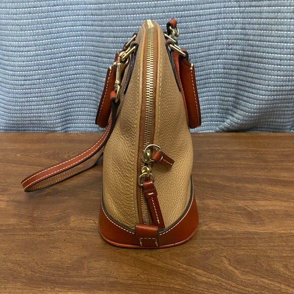 Dooney & Bourke Pebble Grain Zip Zip Satchel Brown Leather Handbag - Picture 3 of 12